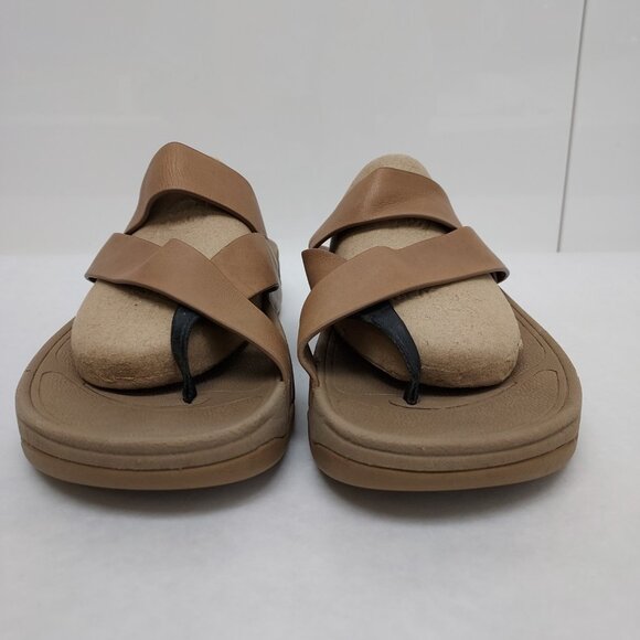 Fitflop Sling Sandal Women's 10 Straps Mink Taupe Toe Post Wobble Board Platform - Picture 5 of 15